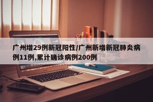 广州增29例新冠阳性/广州新增新冠肺炎病例11例,累计确诊病例200例